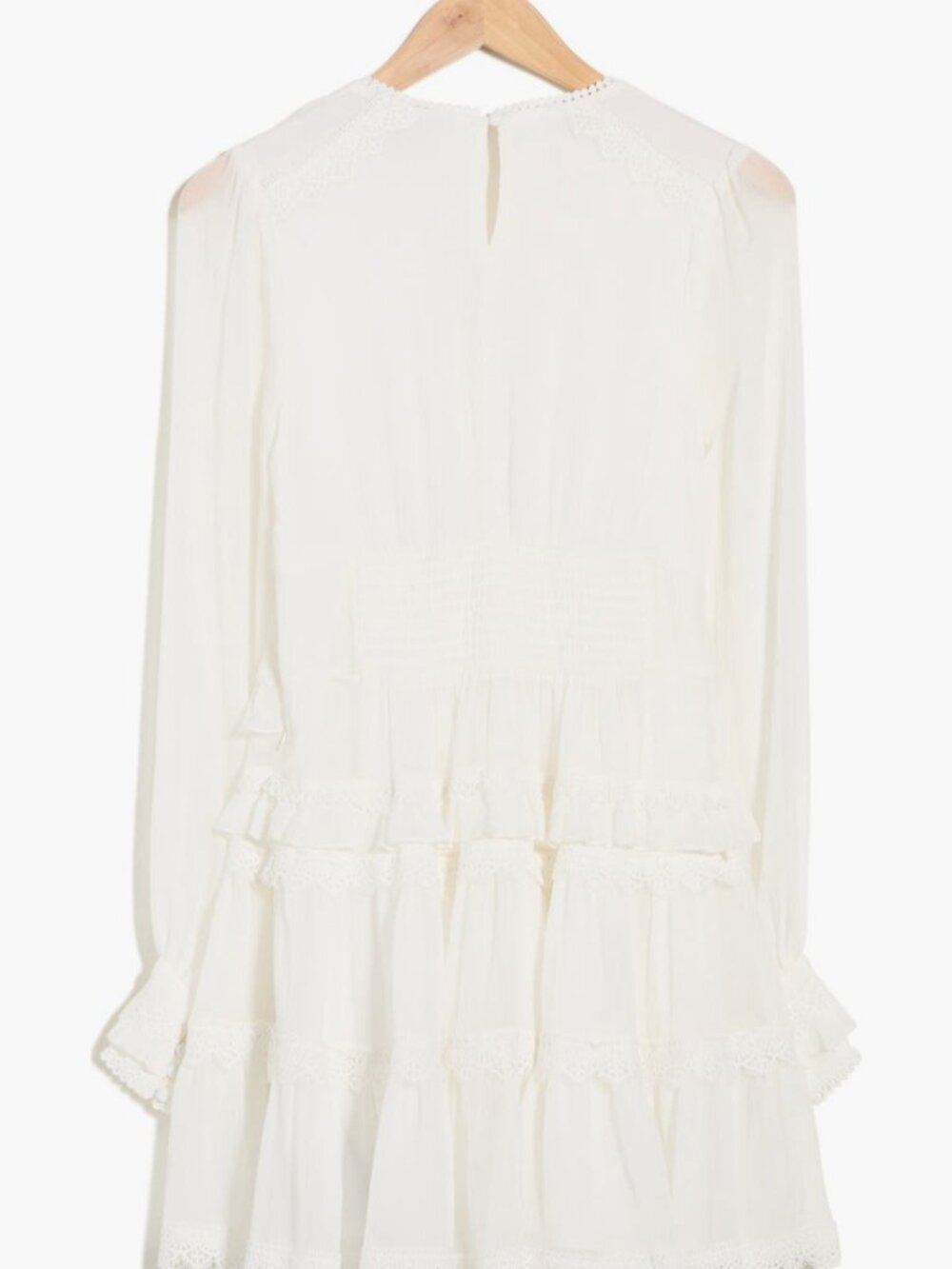 AllSaints Zaphia Long Sleeve Babydoll Minidress White Dress 2 XS X-Small NWT - Picture 4 of 4